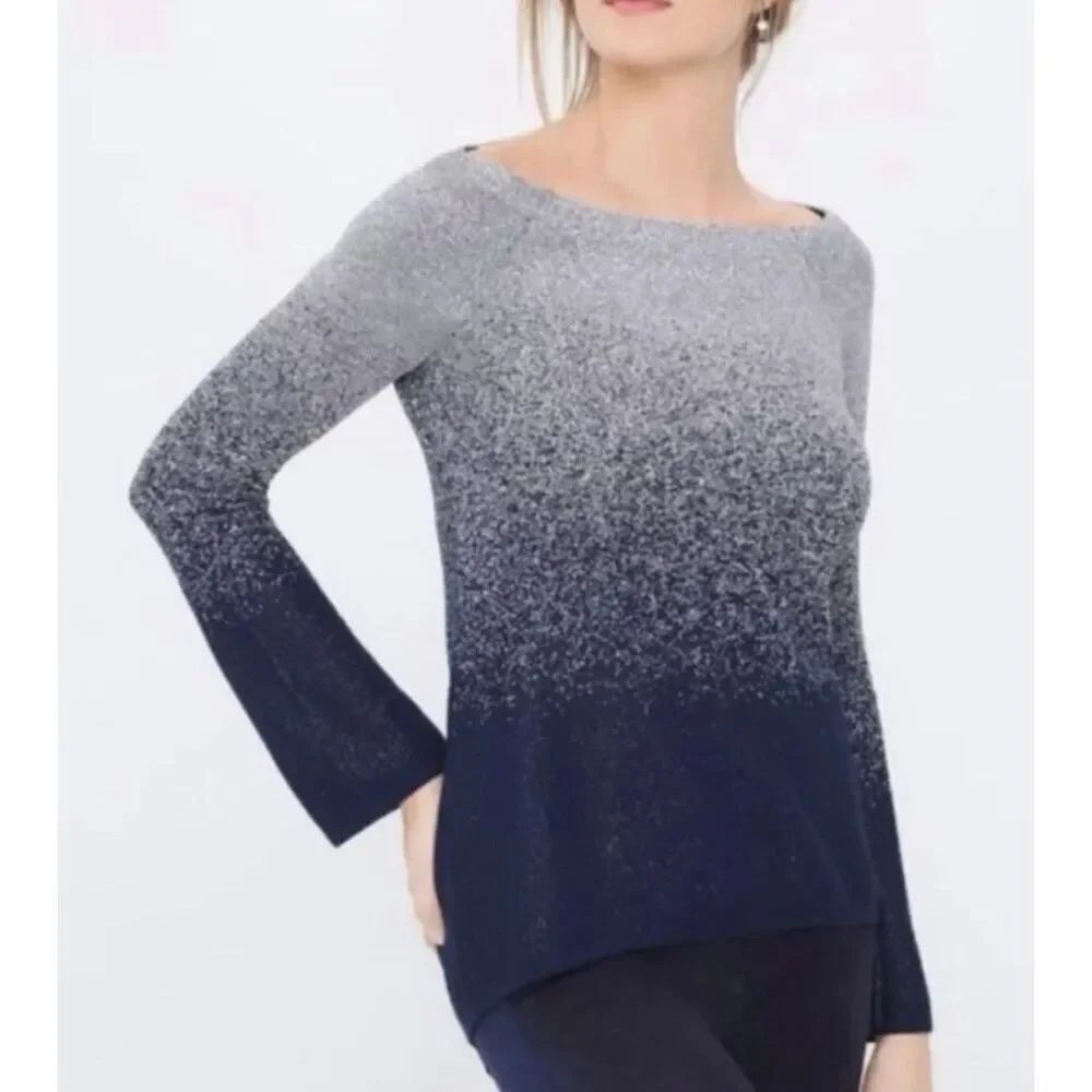 White House Black market women’s navy blue & silver long sleeve sweater S/S